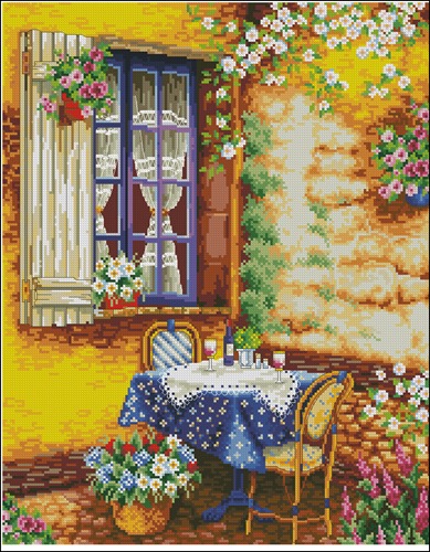 Sunlit Terrace With Flowers
