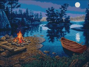 Campfire by the Moonlit Lake Campfire by the Moonlit Lake