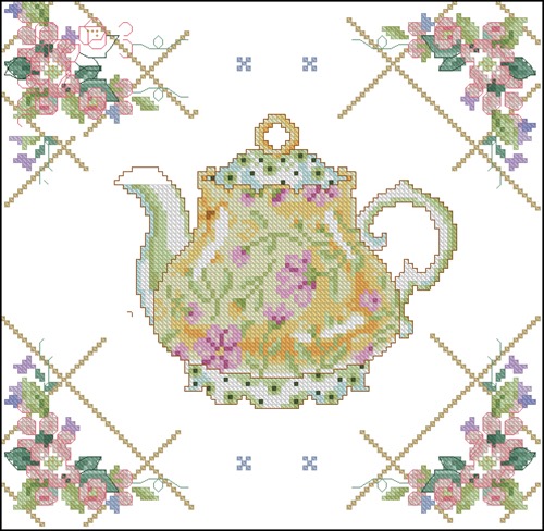 Floral Teapot Kitchen Motif