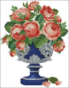 Roses in Blue and Silver Cup Roses in Blue and Silver Cup