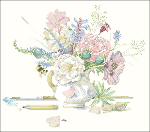 Kan met bloemen