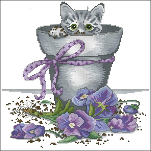 Kitten in a Flower Pot