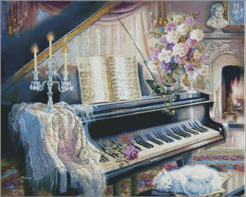 Grand Piano with Roses