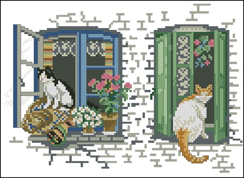 Tabby and Ginger Cats on Shutters