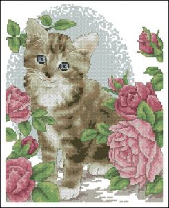 Котенок в розах