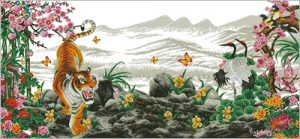 The Four Gracious Plants and a tiger