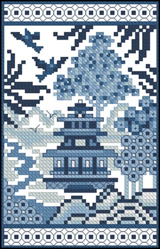 Blue Willow Pagoda Scene