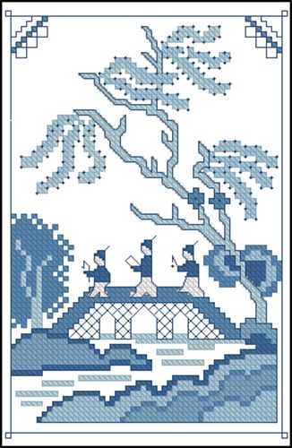Blue Willow Bridge Scene