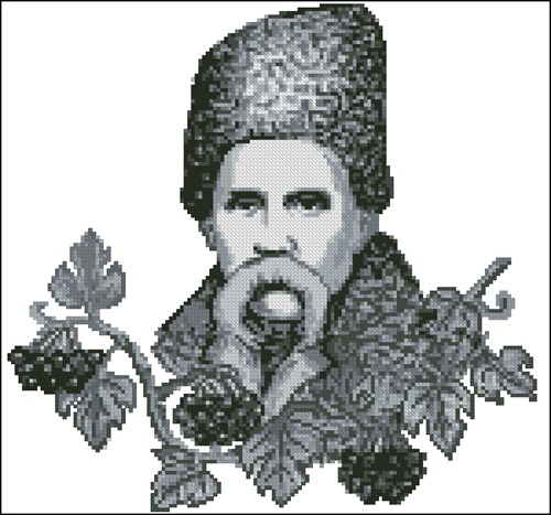 Poet in Fur Hat with Grapevines