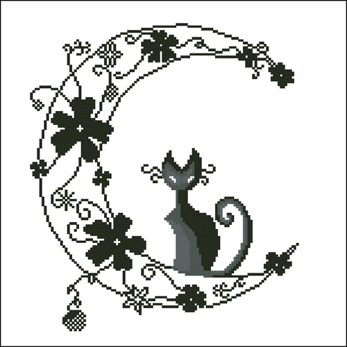 Cat on the Crescent Moon