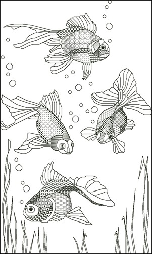 Goldfish Among Water Reeds
