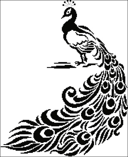 Ornamental Peacock Silhouette