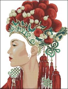 Красивая азиатская женщина в красном