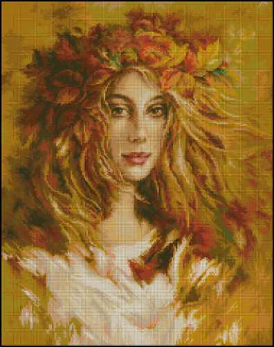 Woman with Autumn Leaf Wreath