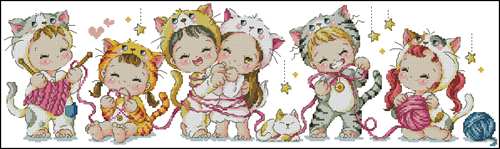 Kitten Kids with Yarn Balls