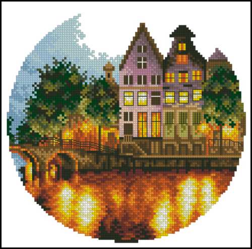 Amsterdam Canal Houses at Night
