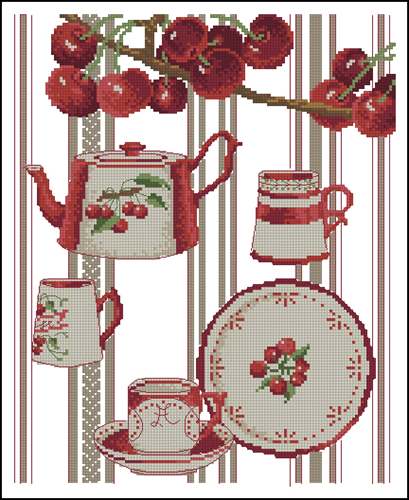 Cherry Tea-Cross stitch