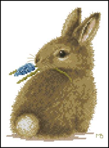 Bunny with Blue Flower